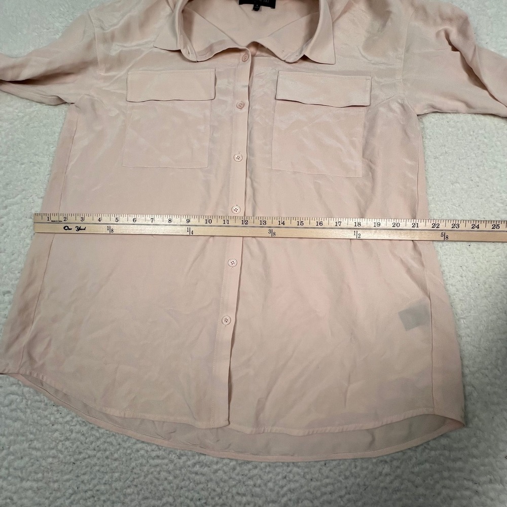 Lafayette 148 Silk Button Front Shirt Women Small Pink Long Sleeve Pocket Luxury - Picture 8 of 12